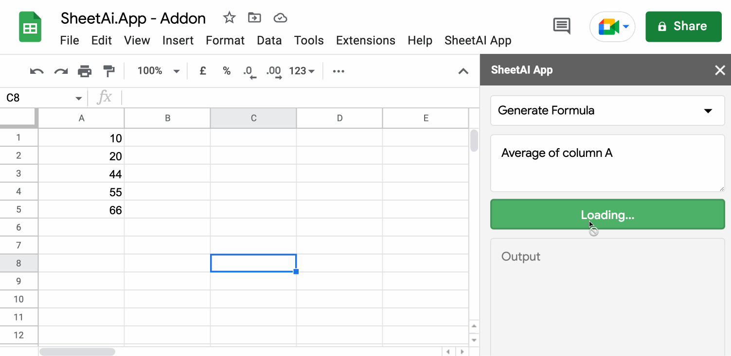sheetai.app can generate easy formulas