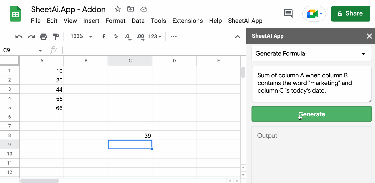 sheetai.app can generate medium level formulas